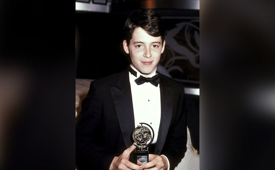 Matthew Broderick poses with his award backstage at the Tony Awards. 