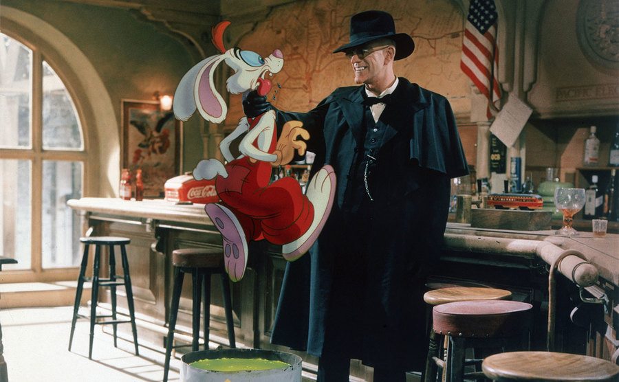Judge Doom tries to dunk Roger Rabbit in a vat of turpentine. 