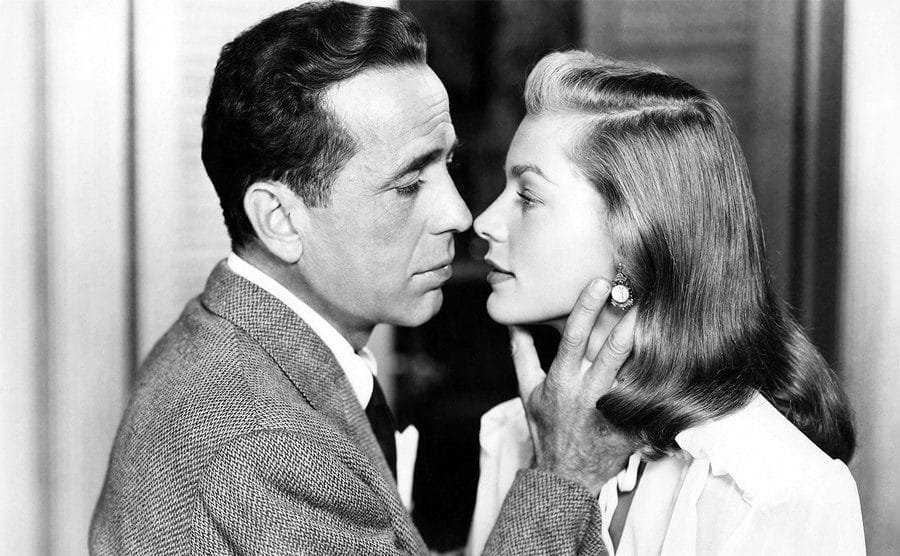 Lauren Bacall and Humphrey Bogart in a scene from the movie