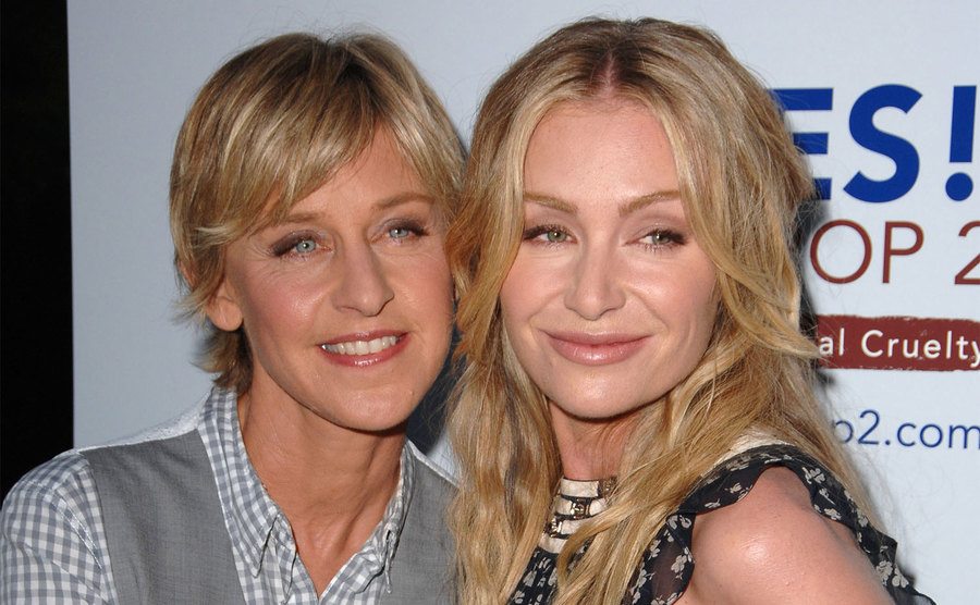 Ellen DeGeneres and Portia de Rossi arrives at Yes! On Prop 2 Party. 