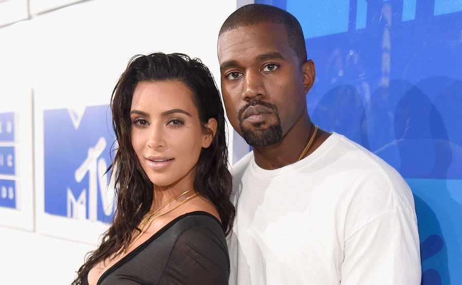 Kim Kardashian West and Kanye West attends the 2016 MTV Video Music Awards. 