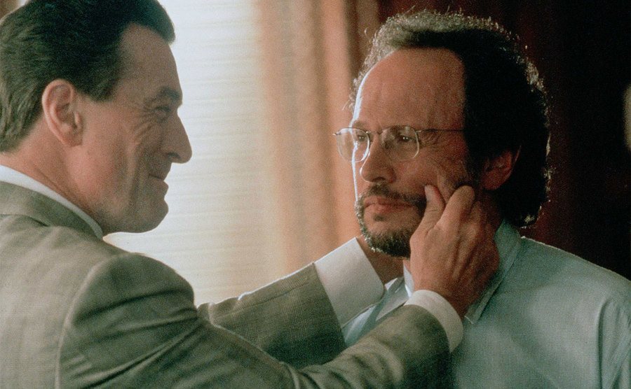 Robert De Niro and Billy Crystal in a scene from Analyze This. 